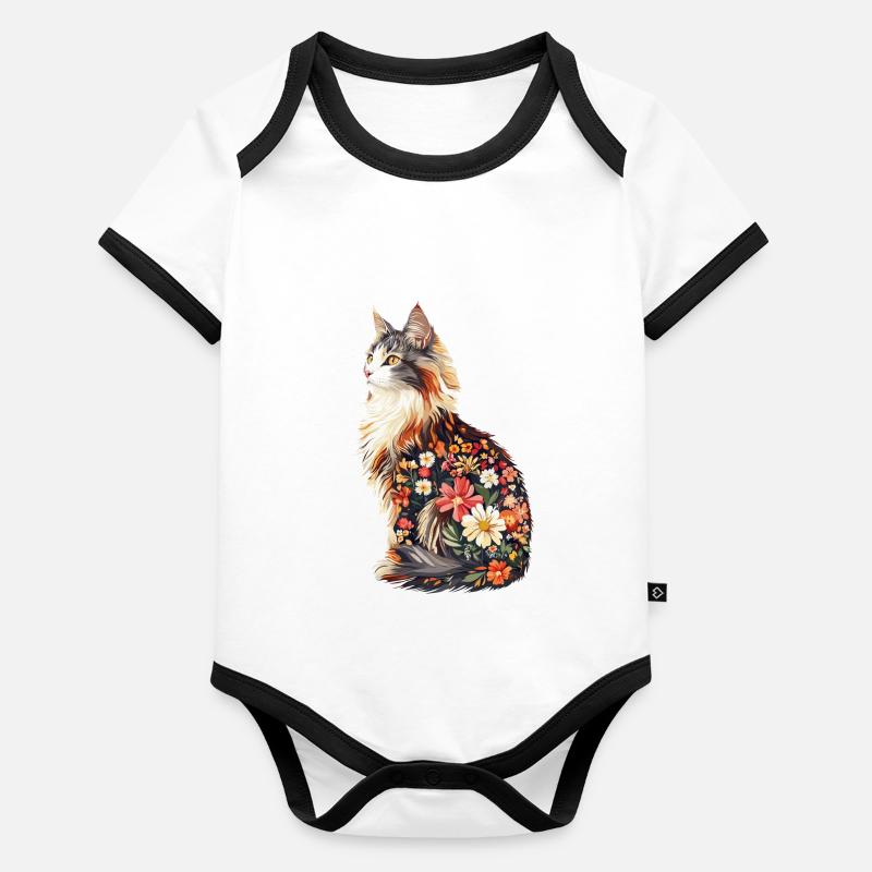 Maine Coon Baby Bio-Kurzarm-Kontrastbody