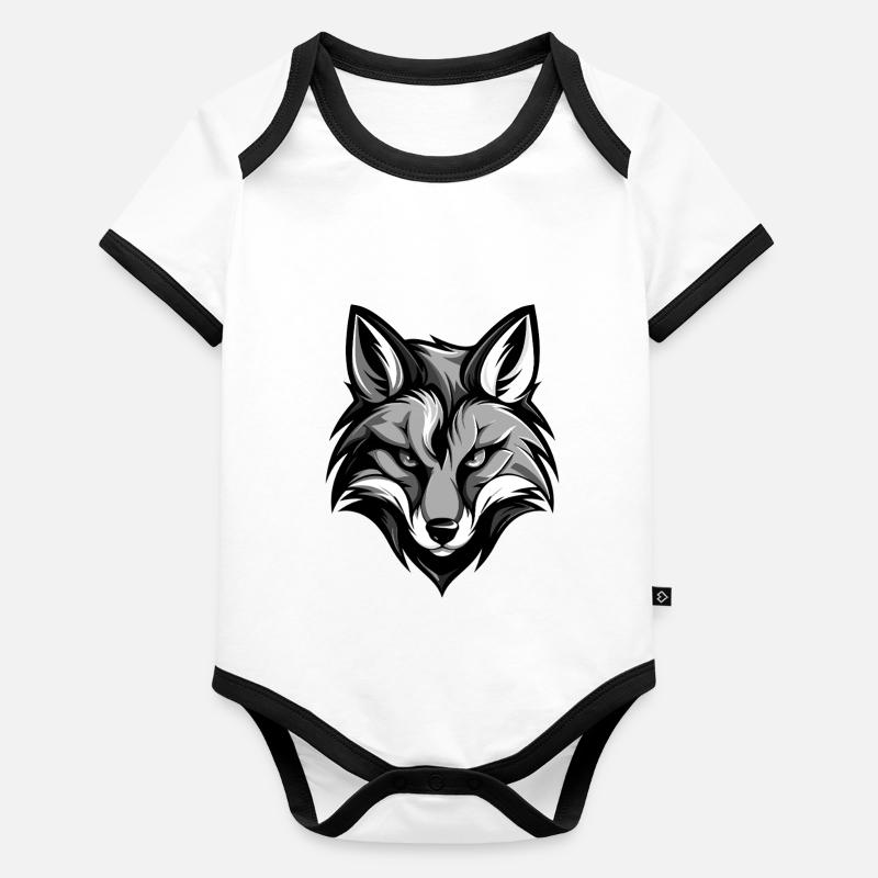 Tête de renard Body Bébé bio contrasté manches courtes