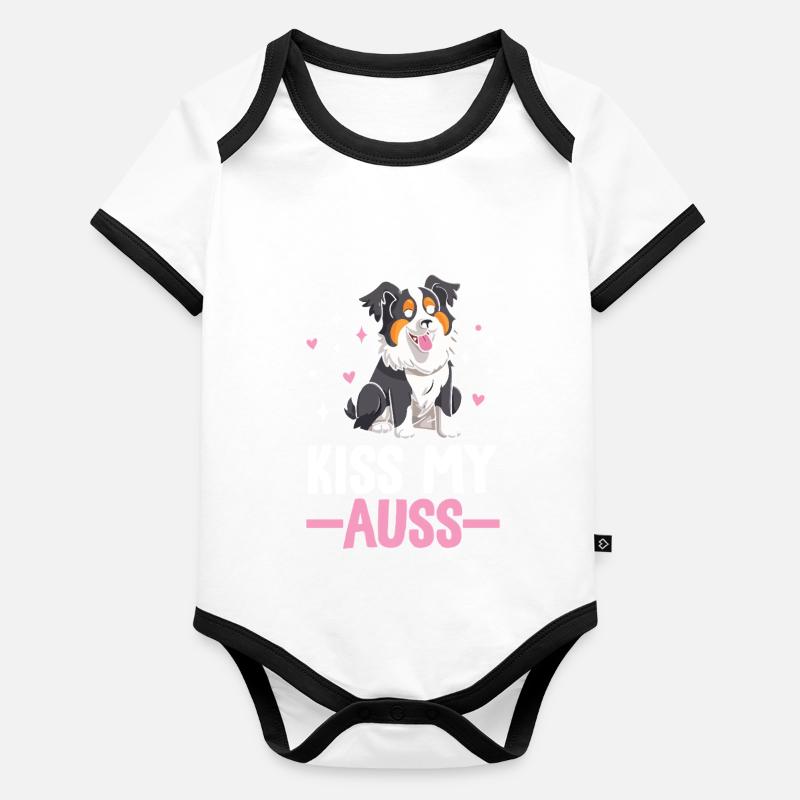 Kiss My Aussie Lustiger Australian Shepherd Aussie Baby Bio-Kurzarm-Kontrastbody