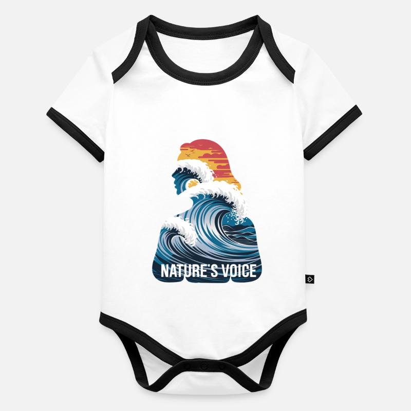 Nature's Voice Ocean Wave Design Baby Bio-Kurzarm-Kontrastbody