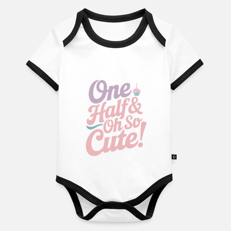 Anniversaire de six mois : Une moitié et tellement mignon ! Body Bébé bio contrasté manches courtes