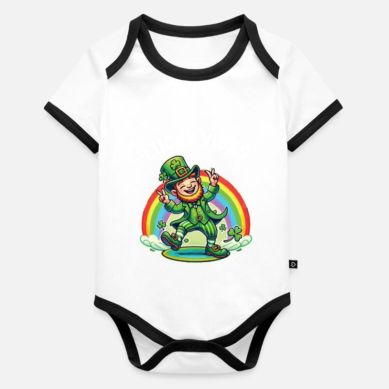 Joyeuses vibrations de la Saint-Patrick Body Bébé bio contrasté manches courtes