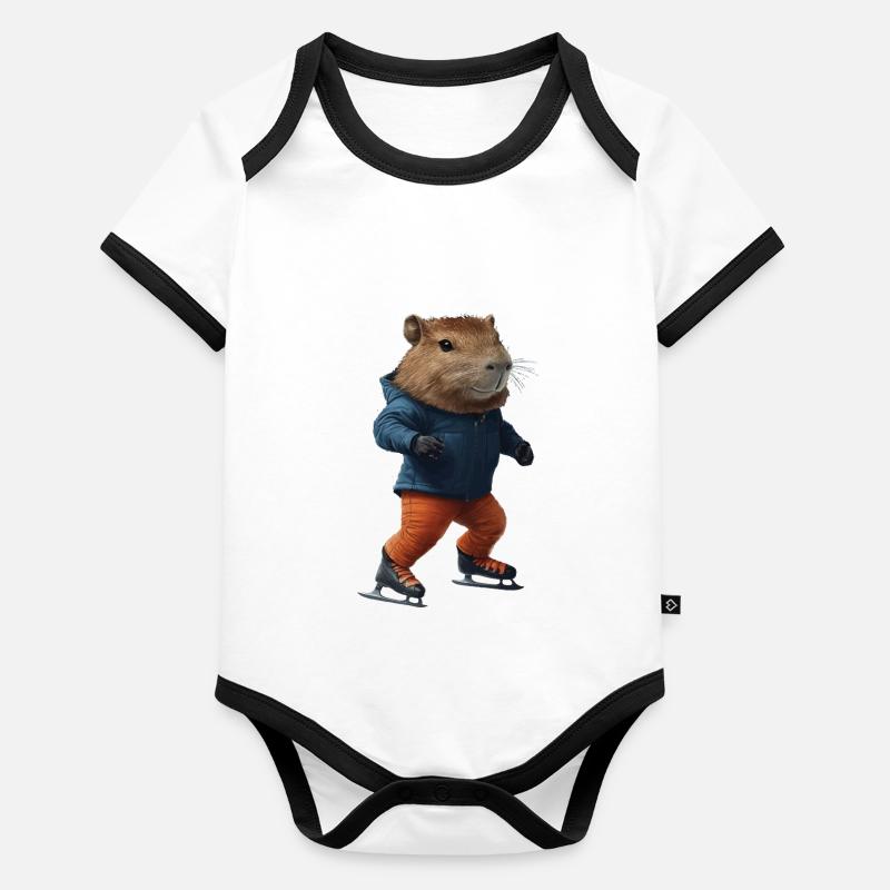 Wasserschwein Baby Bio-Kurzarm-Kontrastbody