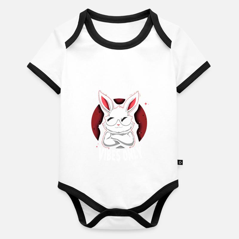Grumpy Bunny Sarcastic Animal Design Organic Baby Contrasting Bodysuit