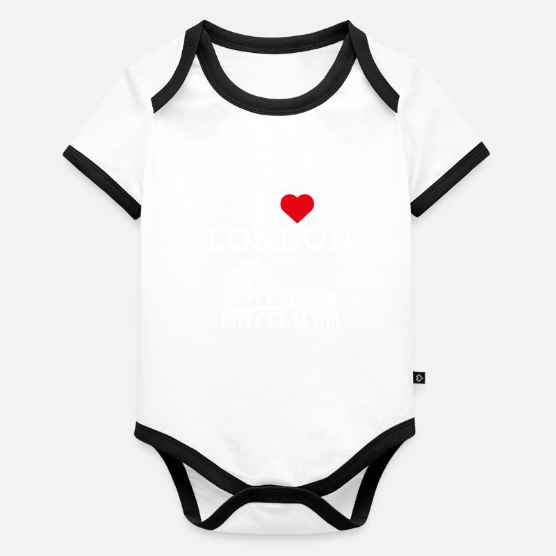 J’aime Londres Colisée Coeur Drapeau Angleterre Amant Body Bébé bio contrasté manches courtes