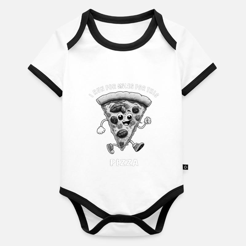 I RUN FOR MILES FOR THIS PIZZA Baby Bio-Kurzarm-Kontrastbody