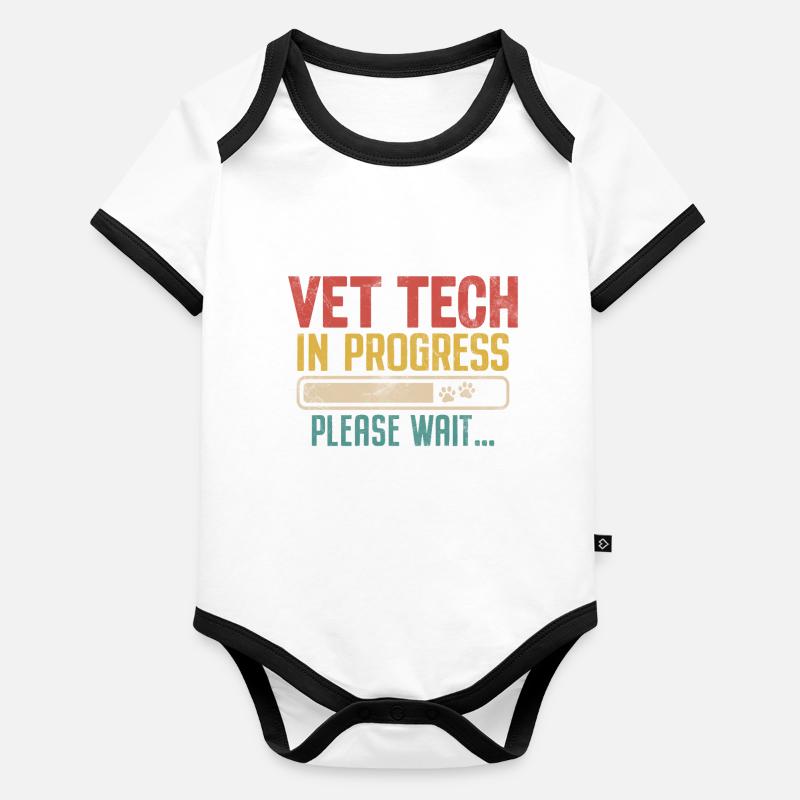 Vet Tech In Progress Retro Future Veterinarian Organic Baby Contrasting Bodysuit