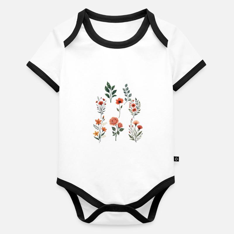 Assorted Floral Botanical Set Organic Baby Contrasting Bodysuit