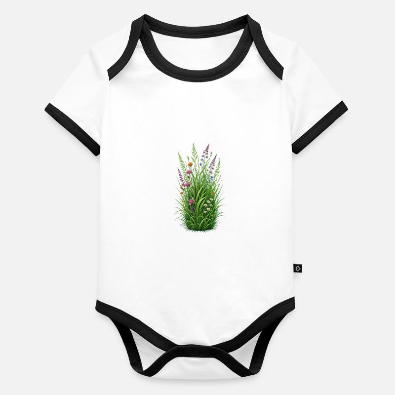 Fleurs sauvages Prairie Bloom Body Bébé bio contrasté manches courtes