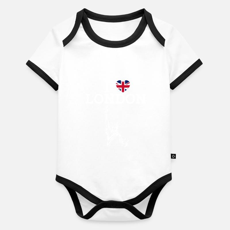 J’aime Londres Statue De La Liberté Angleterre Drapeau Jeu De Mots Body Bébé bio contrasté manches courtes