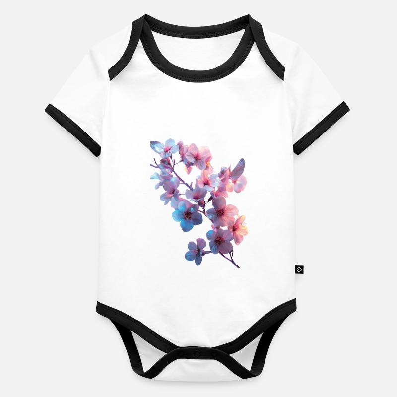 Kirschblüten Baby Bio-Kurzarm-Kontrastbody