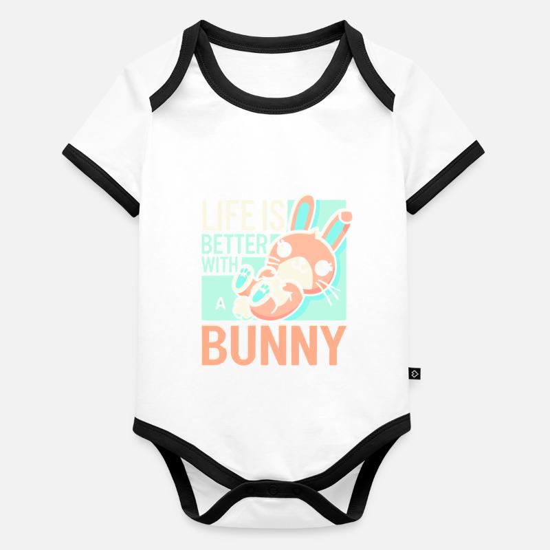 Das Leben ist besser mit einem Hasen Baby Bio-Kurzarm-Kontrastbody