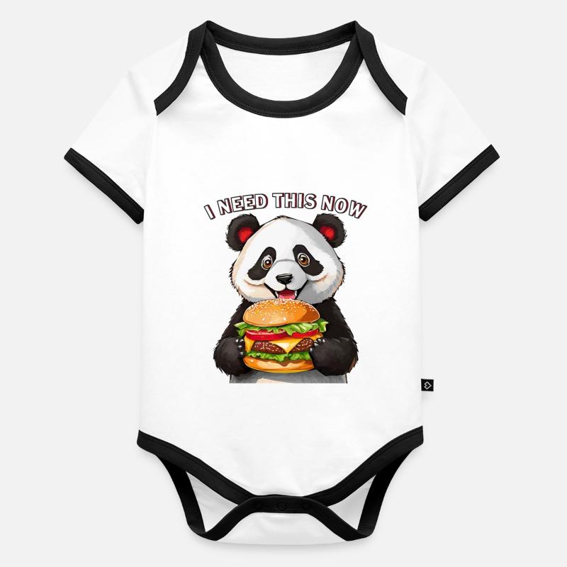 PANDABÄR BURGER I NEED THIS NOW Baby Bio-Kurzarm-Kontrastbody
