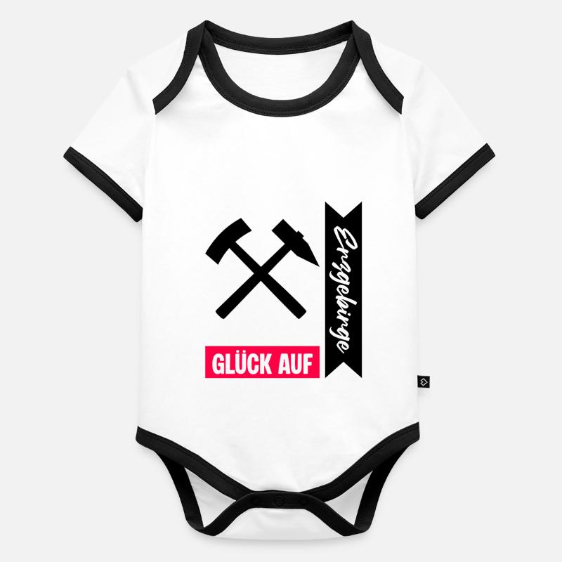 Erzgebirge Bergmann Gruss Baby Bio-Kurzarm-Kontrastbody