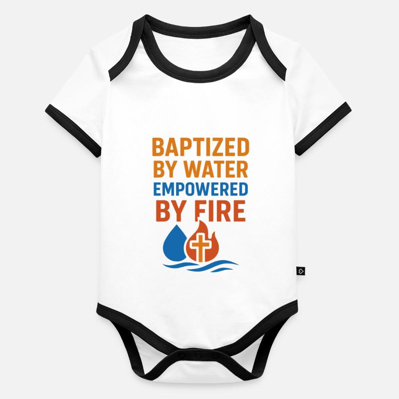 Baptisés par l’eau, fortifiés par le feu Body Bébé bio contrasté manches courtes
