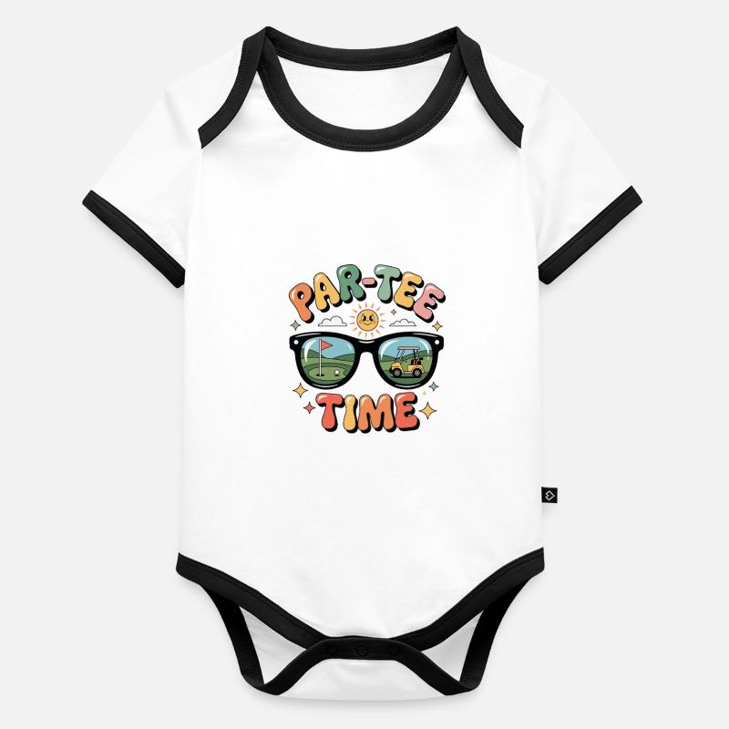 Witziges Golfdesign mit Par Tee Baby Bio-Kurzarm-Kontrastbody