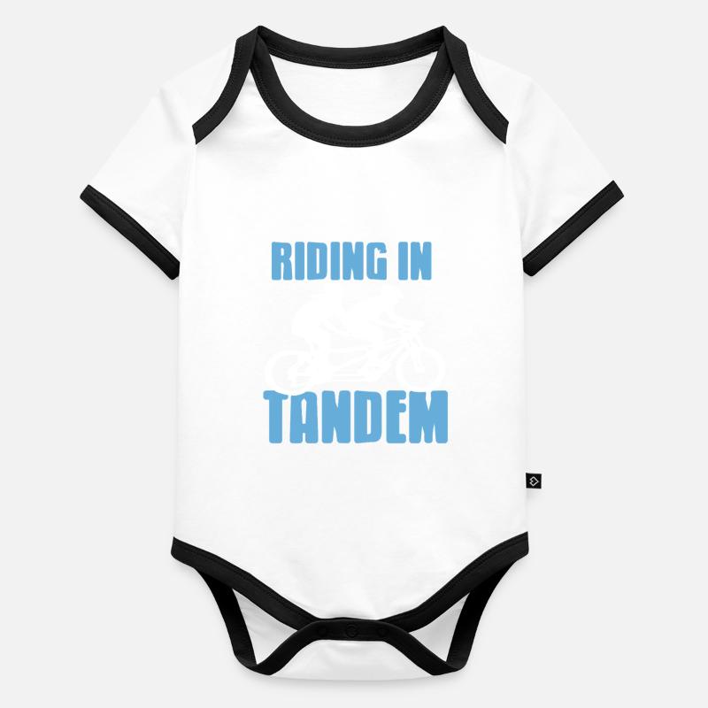 Balade en tandem à vélo à deux Body Bébé bio contrasté manches courtes