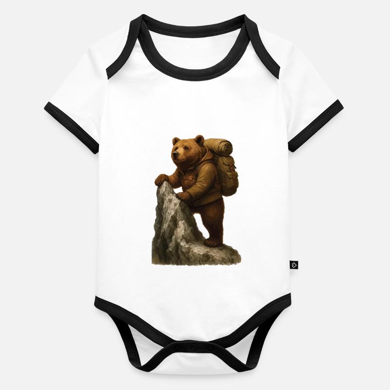 Grizzly Bär Wandern Baby Bio-Kurzarm-Kontrastbody