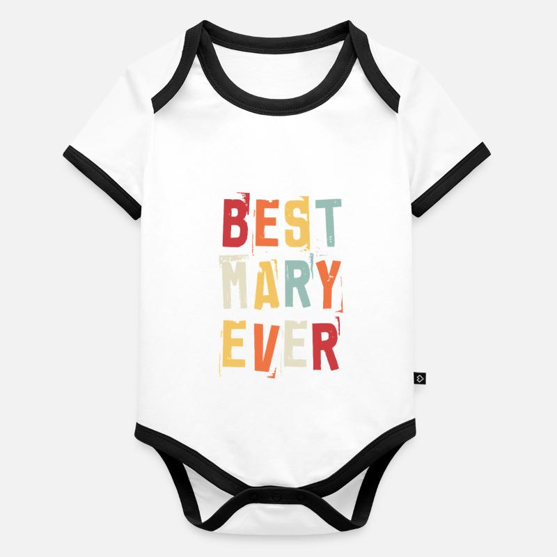 Beste Mary Ever Retro Vorname Text Spruch Baby Bio-Kurzarm-Kontrastbody