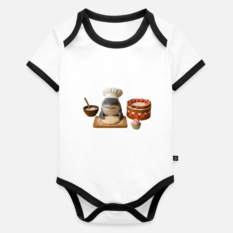 Shark Baking Cake Bread Body Bébé bio contrasté manches courtes