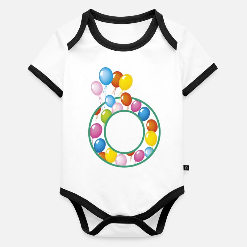 Buchstabe O Luftballons Baby Bio-Kurzarm-Kontrastbody