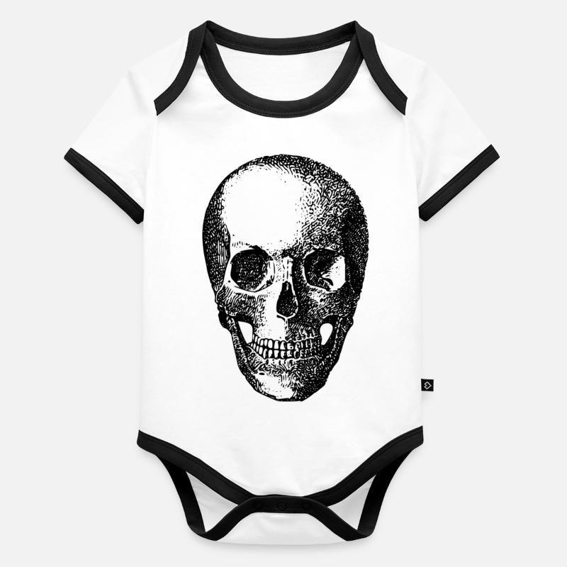 crâne Body Bébé bio contrasté manches courtes