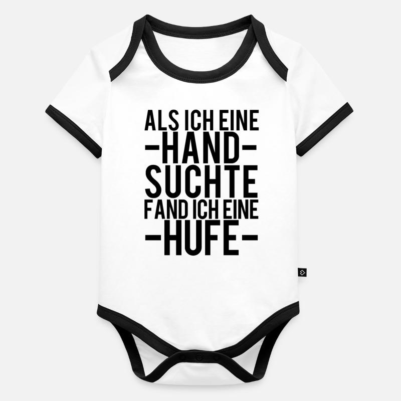 Reitsport Hufe Pferd SSpruch Baby Bio-Kurzarm-Kontrastbody