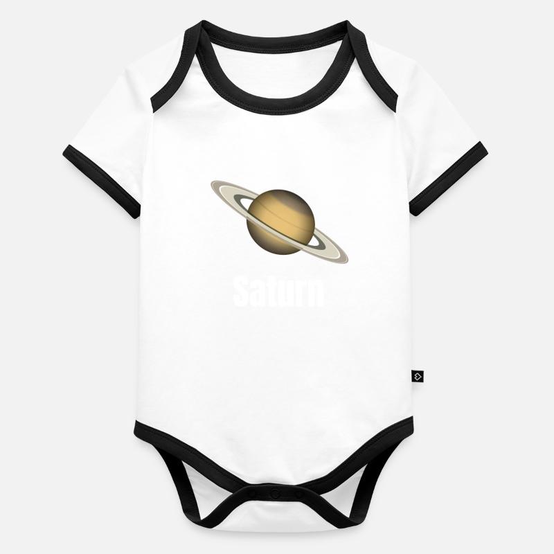 Saturne - Anneau de système solaire planète Body Bébé bio contrasté manches courtes
