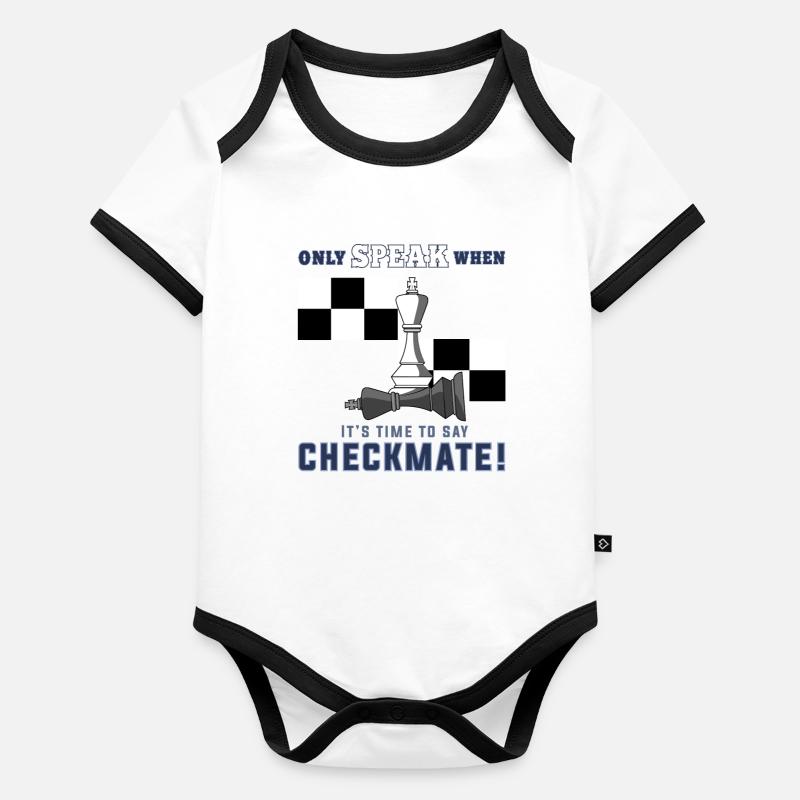 Échecs, échecs et mat, pions d'échecs Body Bébé bio contrasté manches courtes