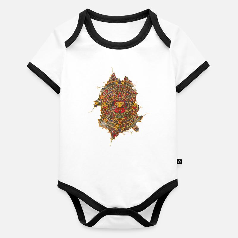 Aztec Mayan Aztec Calendar Mexico Organic Baby Contrasting Bodysuit