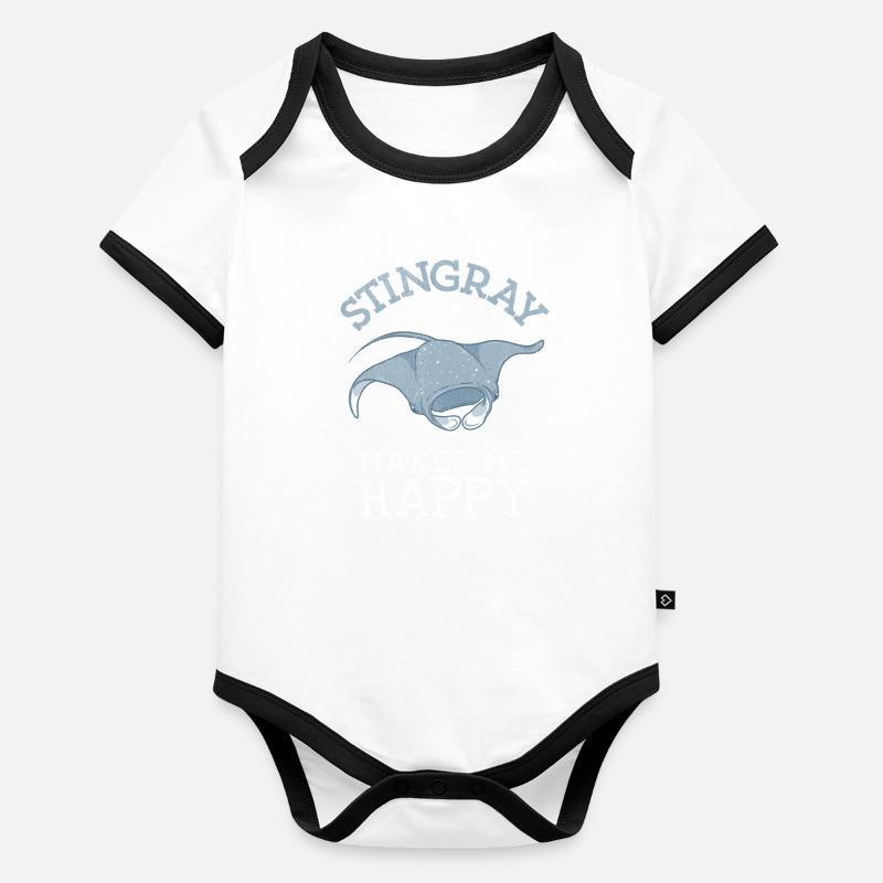Stachelrochen macht mich glücklich Save Ocean Anim Body Bébé bio contrasté manches courtes