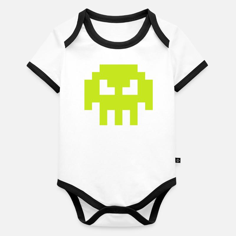 Alien Invader from Sapce (skull, plain) Baby Bio-Kurzarm-Kontrastbody