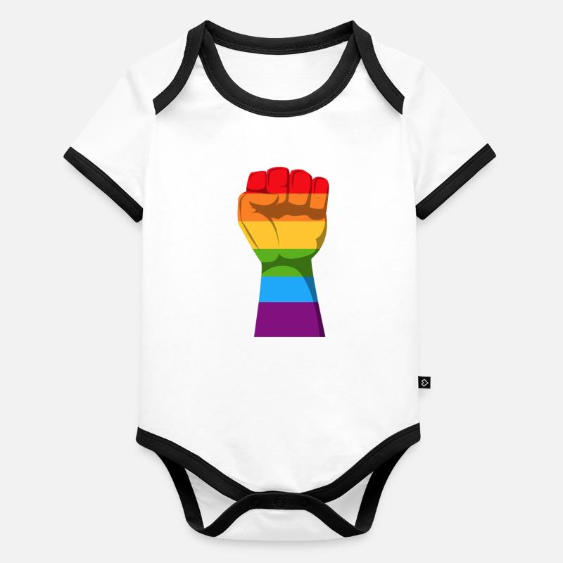 arc en ciel Body Bébé bio contrasté manches courtes