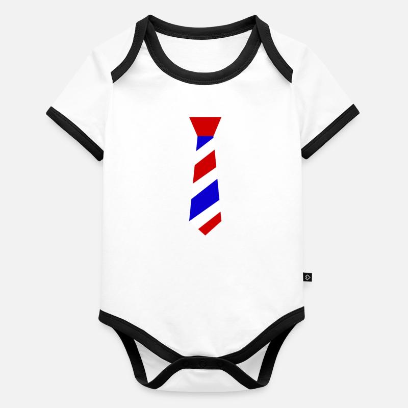 Cravate de barbier Body Bébé bio contrasté manches courtes
