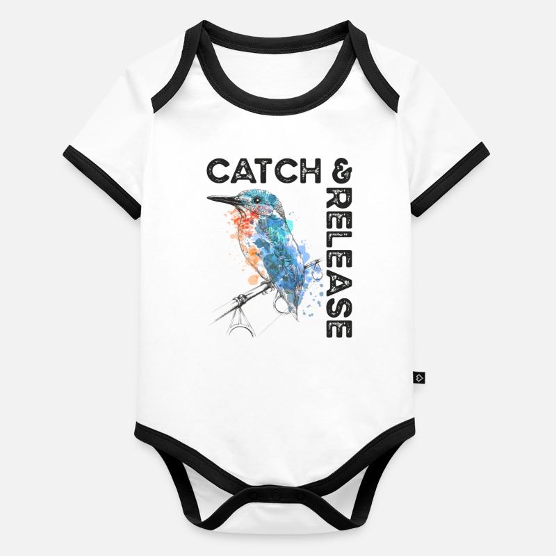 Catch and release oiseau de glace sur canne à pêche Body Bébé bio contrasté manches courtes
