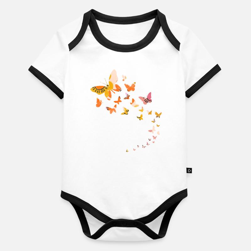 Cute flowers butterfly Organic Baby Contrasting Bodysuit