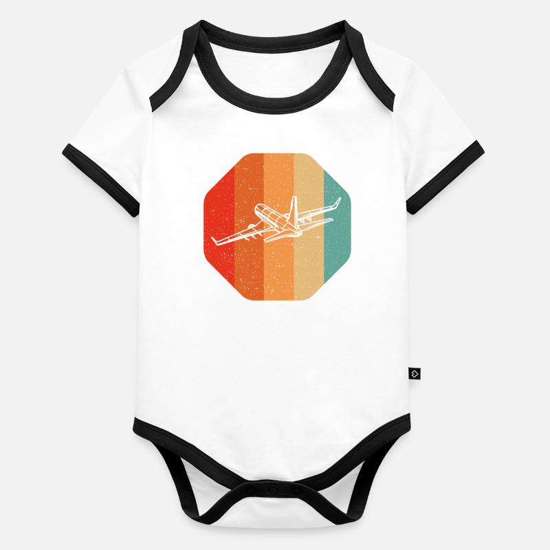 Retro Airplane for Airplane Airline Pilot Organic Baby Contrasting Bodysuit