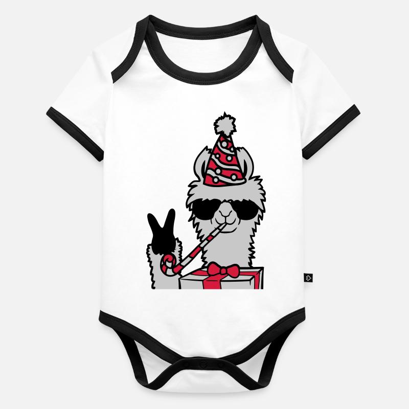 Geburtstag No Drama Llama Baby Bio-Kurzarm-Kontrastbody