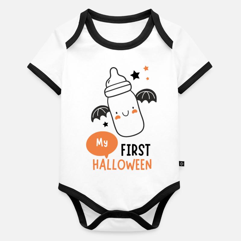 min første halloween Økologisk kortermet kontrast-babybody