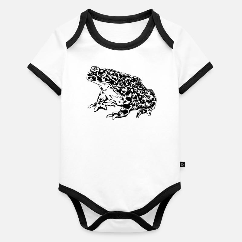Toad Frog Graphic Aquatic Amphibian Frog Lovers Organic Baby Contrasting Bodysuit