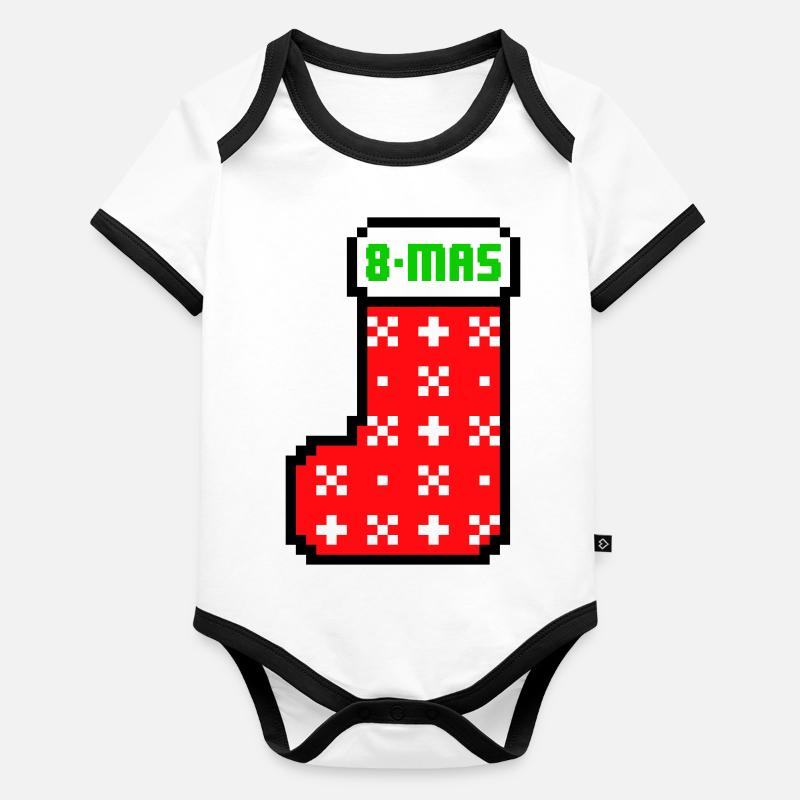 8bits Christmas Stocking Body Bébé bio contrasté manches courtes
