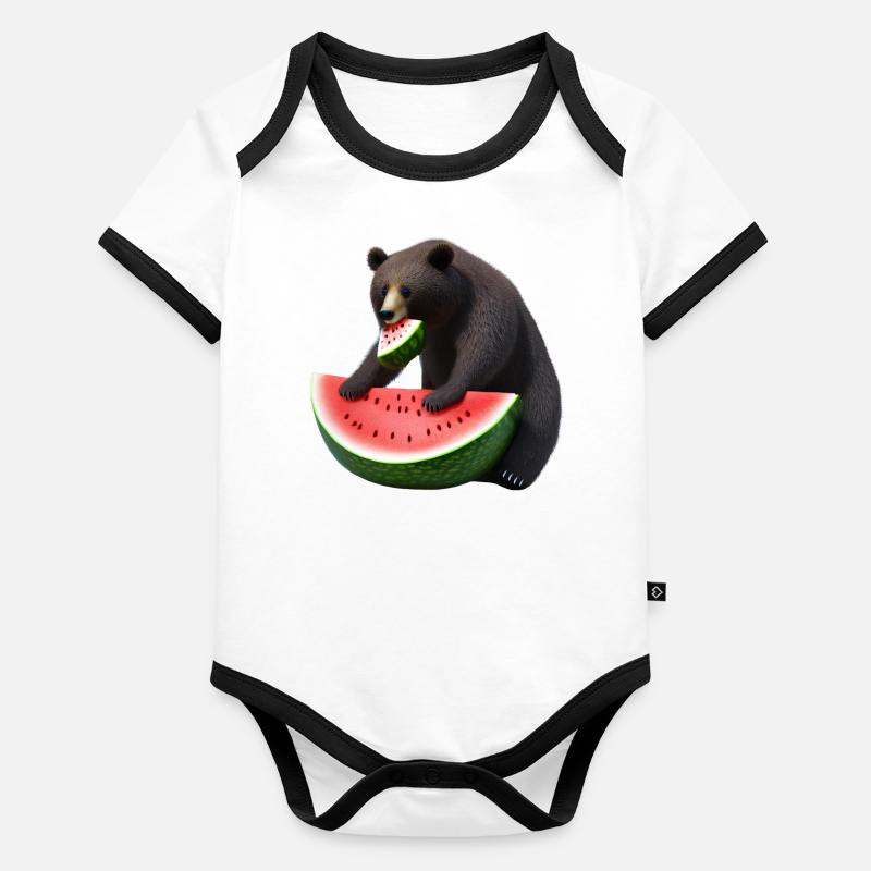 Ours à la pastèque Body Bébé bio contrasté manches courtes