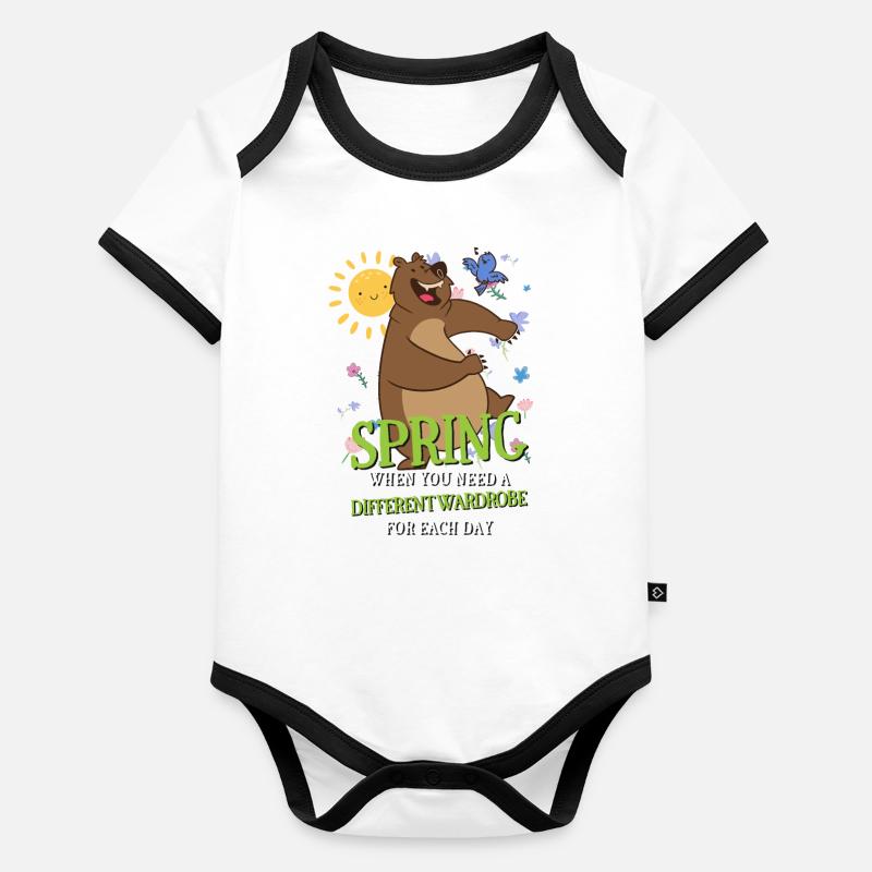 Le printemps quand vous avez besoin d’une garde-robe différente chaque jour Body Bébé bio contrasté manches courtes