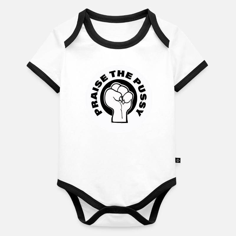 praise the pu§§y white Baby Bio-Kurzarm-Kontrastbody