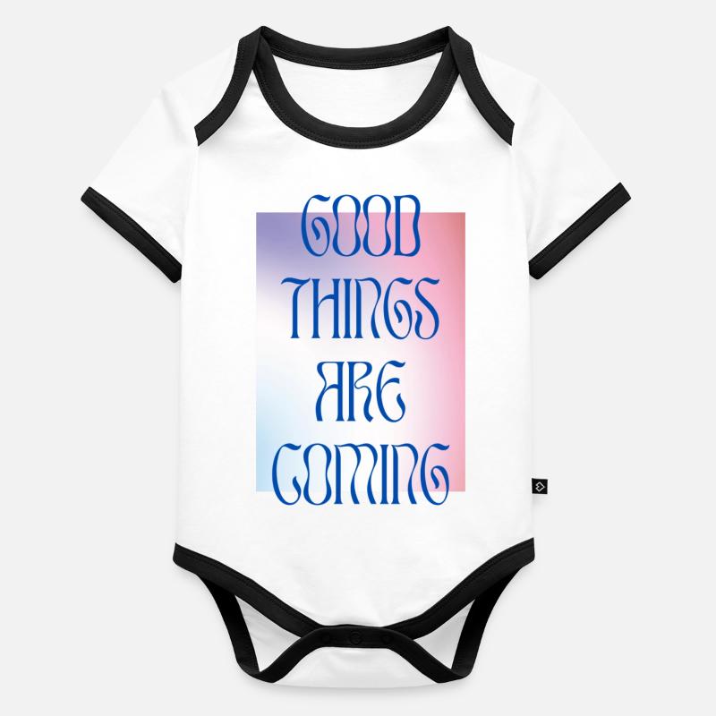 GOOD THINGS ARE COMING - colourful Baby Bio-Kurzarm-Kontrastbody