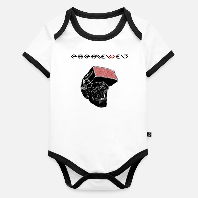 Parallel World Skull Black Organic Baby Contrasting Bodysuit