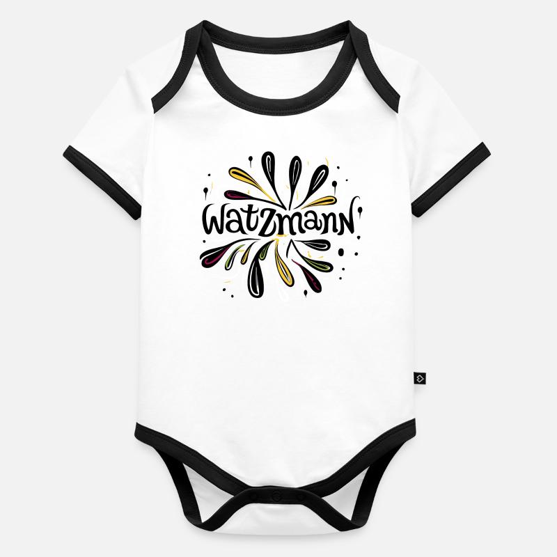 Watzmann Schriftzug kunstvoll gestaltet Baby Bio-Kurzarm-Kontrastbody