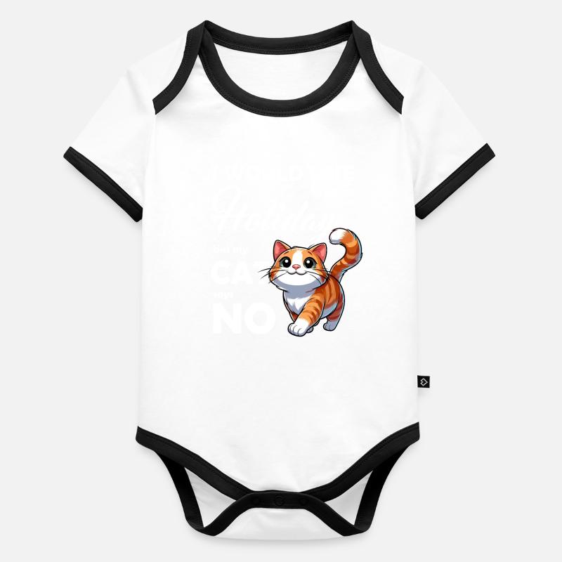 Chat Chat Maman Vacances Animal de compagnie Chat Amour Mignon Body Bébé bio contrasté manches courtes