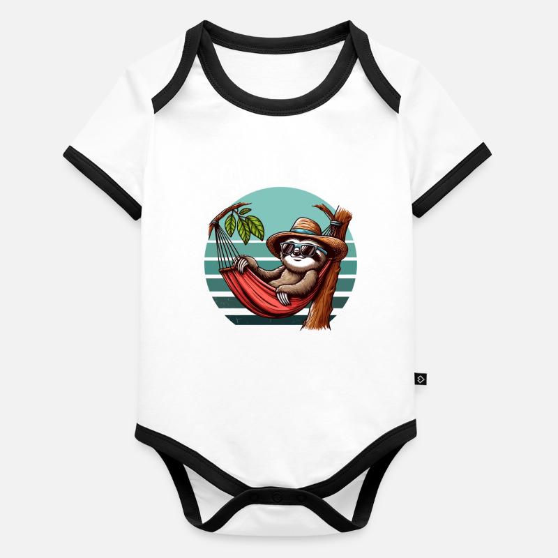 Sloth Hamac Time Out Vacances Plage Mer Fun Body Bébé bio contrasté manches courtes