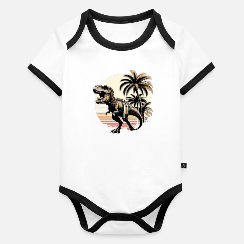 Cadeau de dinosaure T-Rex rugissant Body Bébé bio contrasté manches courtes